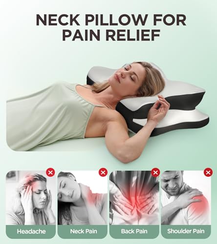 Contour Memory Foam Neck Pillow for Pain Relief, Side Sleepers, Black