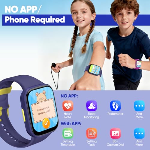 Brand Kids Smartwatch: HD Touch Fitness Tracker Heart Rate Sleep Monitor Pedometer IP68 Waterproof Smartwatch App-Free, Gifts Kids 4-12