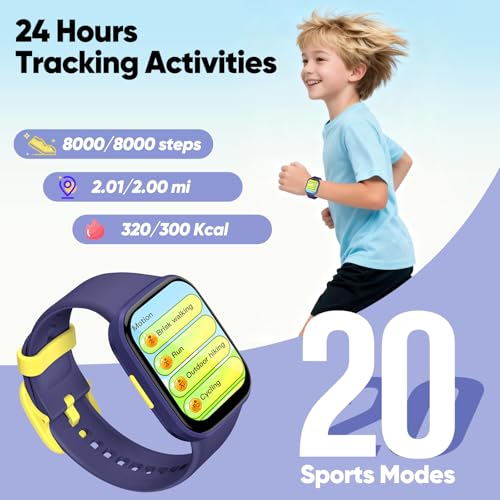 Brand Kids Smartwatch: HD Touch Fitness Tracker Heart Rate Sleep Monitor Pedometer IP68 Waterproof Smartwatch App-Free, Gifts Kids 4-12
