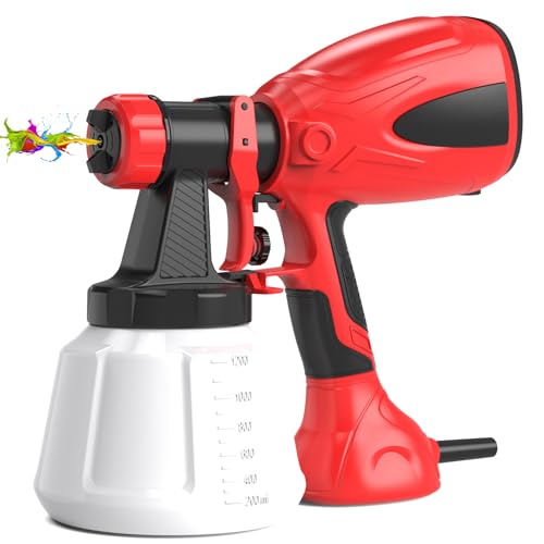 Paint Sprayer 650W Gun, Electric Machine 4 Nozzles, 3 Patterns - Walls, Ceilings, Fences - Indoor, Garden