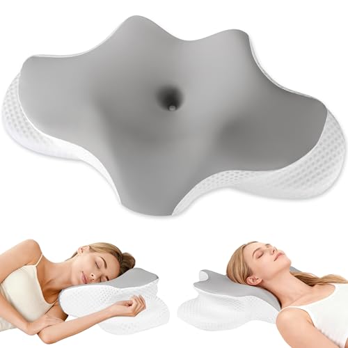 Ergonomic Contour Neck Pillow for Pain Relief, Cooling Memory Foam, Shoulder Support - Ideal for Side, Back, Stomach Sleepers