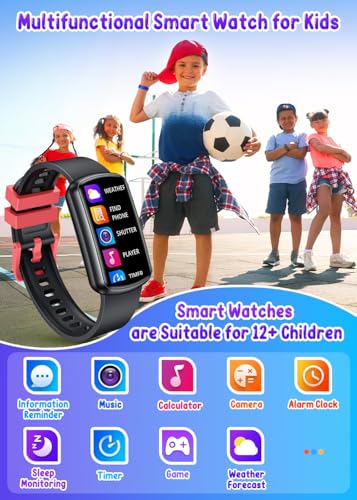 Podemter Game Kids Smartwatch Tracker: 1.47'' Digital Watch for Children with Heart Rate Monitor - Waterproof Wrist Watch for Android iOS