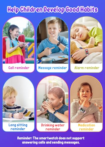 Podemter Game Kids Smartwatch Tracker: 1.47'' Digital Watch for Children with Heart Rate Monitor - Waterproof Wrist Watch for Android iOS