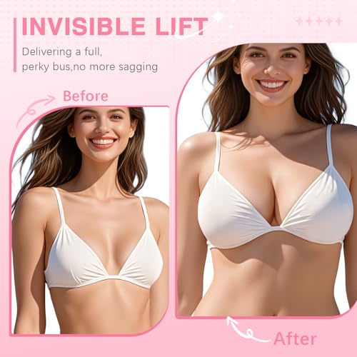 Double Sided Sticky Bra for D+ Cups, Lift Inserts, Washable & Reusable