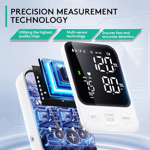 Brand Upper Arm Blood Pressure Monitor, Memory, Adjustable Cuff, Large Display & LED Light - Home Use