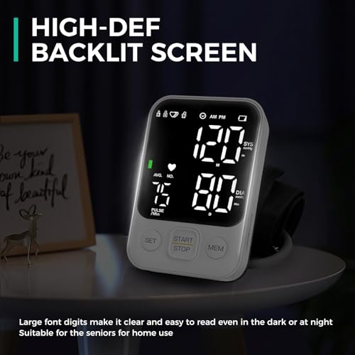 Brand Upper Arm Blood Pressure Monitor, Memory, Adjustable Cuff, Large Display & LED Light - Home Use