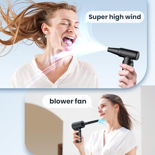 PowerCordless Air Blower Duster, USB Rechargeable Dust Cleaner - 3-Gear Adjustable for PC, Keyboard, House, Car