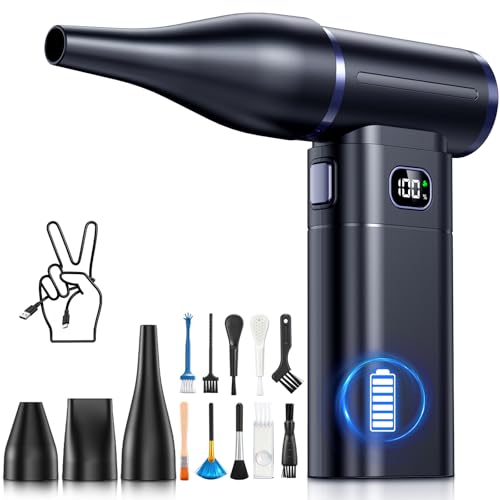 Cordless Electric Air Duster: Portable Blower with LED Light, 5 Gear Powerful Mode, Rechargeable Cleaner for PC, Electronics