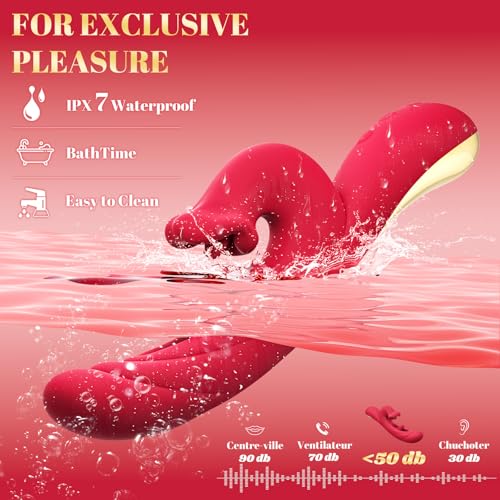 Rose 3-in-1 Clitoral Stimulator Vibrator for Women - 10 Tongue & 10 Flapping Modes - Rabbit Vibrators for Couples