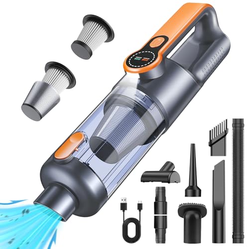 Car Vacuum Cleaner 26000Pa Cordless, Powerful One-touch Dust Emptying, Brushless Motor, Portable Mini Hoover, HD Display, LED Light