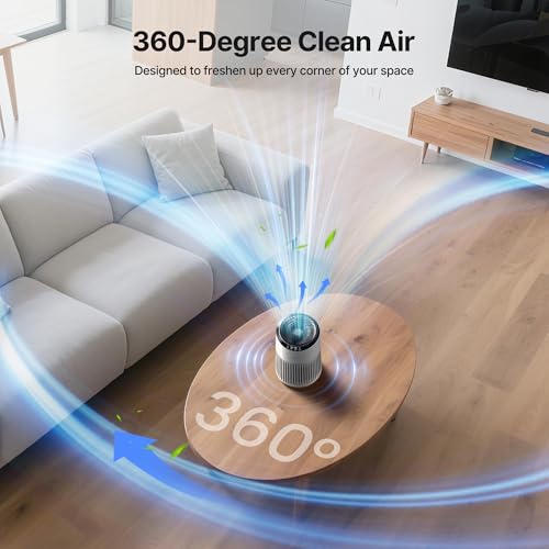 MERONTE Air Purifier: Smoke Odor Removal with Fragrance Sponge, Sleep Mode, Blue Night Light - Home & Office - 1 Pack