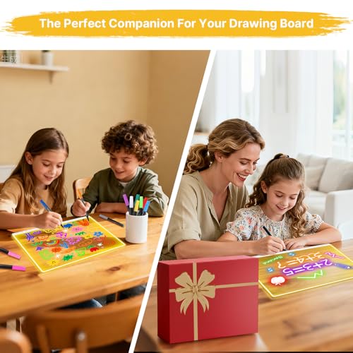 LED Note Board 12-Color Dry Erase Markers - Light Up Drawing Board - Kids/Girls/Teens Gift