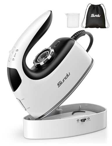 Sundu Mini Travel Iron with Steam, Portable 1000W Steamer for Quilting & Sewing, 300 Microsteam Holes, Digital Temp Control