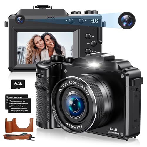 Beginner-Friendly 4K Digital Camera for Teens: Dual Lens Vlogging Kit, 32GB SD, 2 Batteries & Charger - Ideal for YouTube & Travel