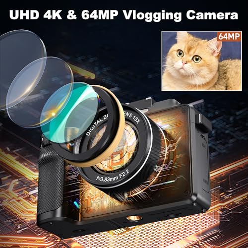 Beginner-Friendly 4K Digital Camera for Teens: Dual Lens Vlogging Kit, 32GB SD, 2 Batteries & Charger - Ideal for YouTube & Travel