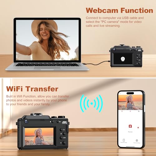 Beginner-Friendly 4K Digital Camera for Teens: Dual Lens Vlogging Kit, 32GB SD, 2 Batteries & Charger - Ideal for YouTube & Travel