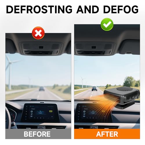Portable Car Heater 12V 200W 2-in-1 Heating/Cooling, Fast Defrost & Defogger