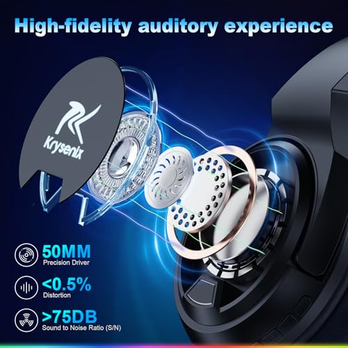 PG4 Wireless Gaming Headset - Bluetooth 5.4, LED Light, Noise-Canceling Mic - 48H Battery, 7.1 Surround Sound - PS5, PS4, PC, Mac, Switch