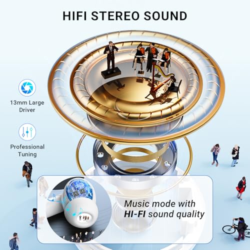 FX Wireless Earbuds Bluetooth 5.3, ENC Noise Cancelling, HiFi Stereo, 42H Playtime, LED Display, IP6 Waterproof