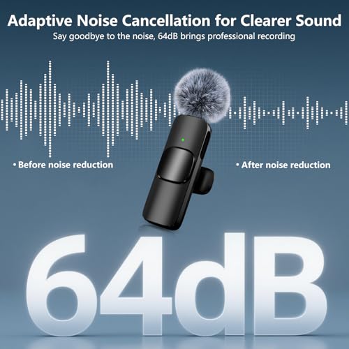 Lavalier Microphone Set for iPhone & Android, 2 Mini Mics for Video Recording, LiveStream, YouTube, Online Meetings - Black