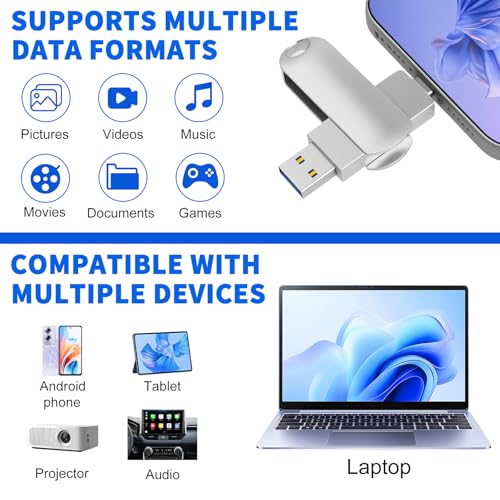 DEJIN 512GB USB C Flash Drive: High-Capacity Memory Stick, Waterproof, 2-in-1 Type C USB for Smartphones, Tablets, Computers