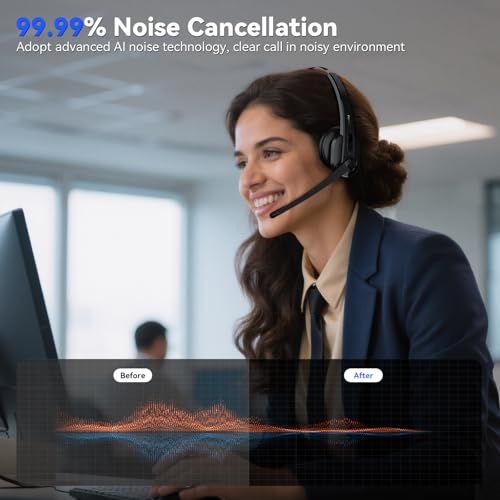 LEVN Wireless Headset: Bluetooth Mic, AI Noise Cancelling