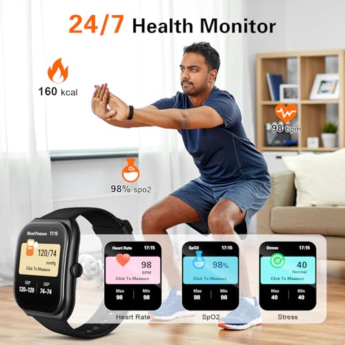 Fitness Smartwatch for Men 2.01 inch HD Display, 118 Sports Modes - Heart Rate, SpO2, Blood Pressure Monitoring