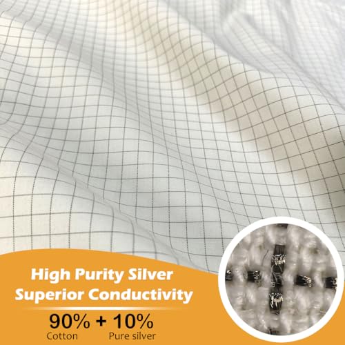 Grounded Double Size Fitted Sheet for Better Sleep, Organic Cotton with Pure Silver Fibers, Beige, 135x190 cm