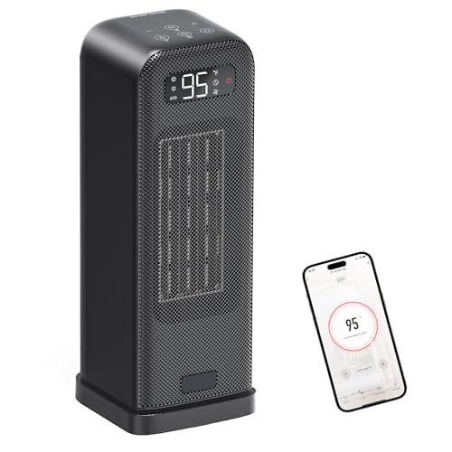 MORENTO Portable Electric Heater: Smart Voice Control, 1500W PTC Ceramic Safety, Quiet Office Bedroom Home - Black