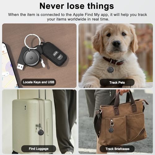Air Tags 4-Pack: Smart Tracker for Apple Find My, Keys Finder with 80dB Alarm, Replaceable Battery, IP67 Waterproof - Luggage, Backpack, Wallet