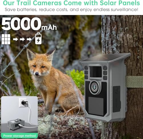 Forever Power 4K 64MP WiFi Solar Game Camera, Night Vision, 64GB Memory Card - Outdoor Wildlife Detection