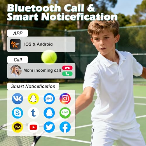 Montre Connectée Enfant, HD Smartwatch IP68 Étanche, 120+ Modes Sport, Cardio, Podomètre, Jeux - Ados 4-16 Ans, Noir