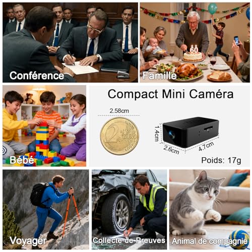 Cuoum Mini Camera 1080P Micro Camera with Audio, Surveillance Cam, One-Button Operation, Indoor/Outdoor Cam - No WiFi/Bluetooth