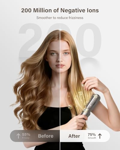 Mini Travel Cordless Hair Straightener Brush: 2-in-1 Curl & Straighten, Fast Heating, 200M Negative Ions - Women's Hot Comb
