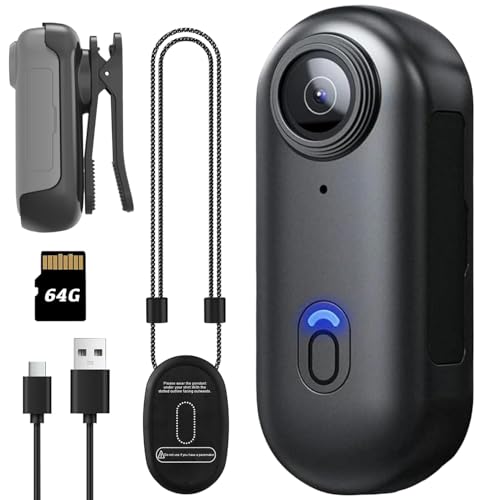 Mini Thumb Action Camera 1080P Wearable Hands-Free Recorder - Ideal for Vlogging, Motorcycle, Bike, Travel - 64GB Kit