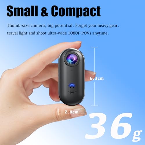 Mini Thumb Action Camera 1080P Wearable Hands-Free Recorder - Ideal for Vlogging, Motorcycle, Bike, Travel - 64GB Kit