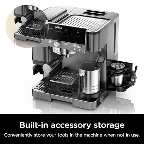 Ninja Luxe Premier Coffee Machine: Latte, Cappuccino, Espresso Maker with Grinder & Frother, Easy to Use, 4 Froth Presets