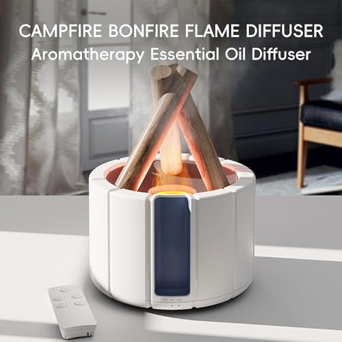 Wood Flame Essential Oil Diffuser 250ml - Home & Office Aromatherapy Humidifier with Remote, Night Light - Ideal Gift