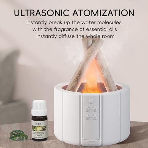 Wood Flame Essential Oil Diffuser 250ml - Home & Office Aromatherapy Humidifier with Remote, Night Light - Ideal Gift