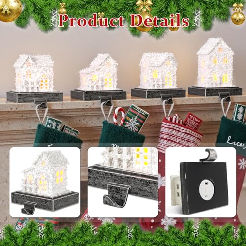 Resin Stocking Holders & Garland Hanger with LED Lights - Ideal for Christmas Décor & Holiday Parties