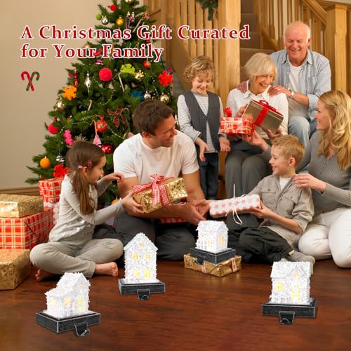 Resin Stocking Holders & Garland Hanger with LED Lights - Ideal for Christmas Décor & Holiday Parties