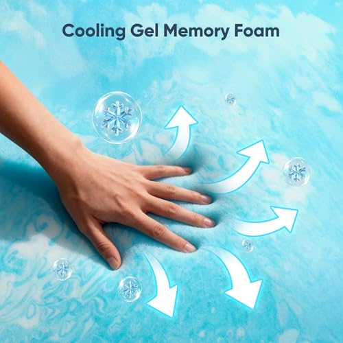 College Dorm Twin XL Memory Foam Mattress Topper, Cooling Gel & Down Alternative Pillow Top Pad Cover, 4 inch - Deep Pocket