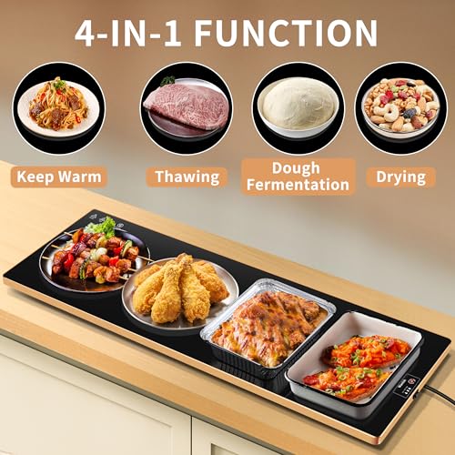 Food Warmer Heating Tray 40x12 inch with Thermostat - Full Surface Warming, 2 Modes
