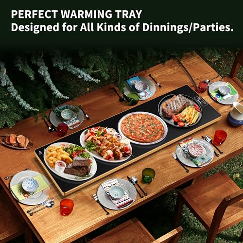 Food Warmer Heating Tray 40x12 inch with Thermostat - Full Surface Warming, 2 Modes