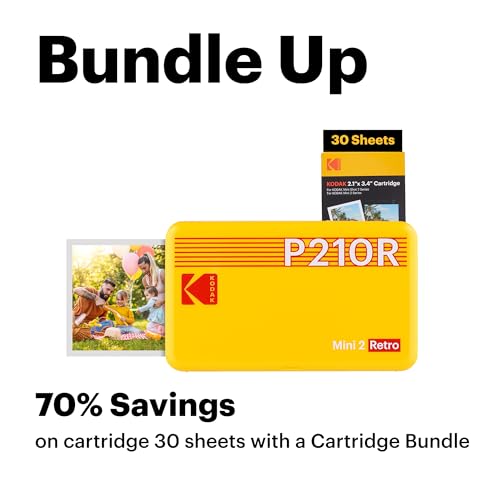 Kodak Mini 2 Retro Portable Photo Printer, 2.1x3.4 inch, White