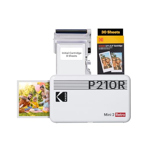 Kodak Mini 2 Retro Portable Photo Printer, 2.1x3.4 inch, White