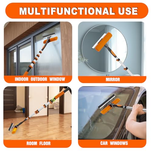 Professional 30FT Window Squeegee Kit with Extension Pole - Ideal for High Windows, Indoor/Outdoor Cleaning