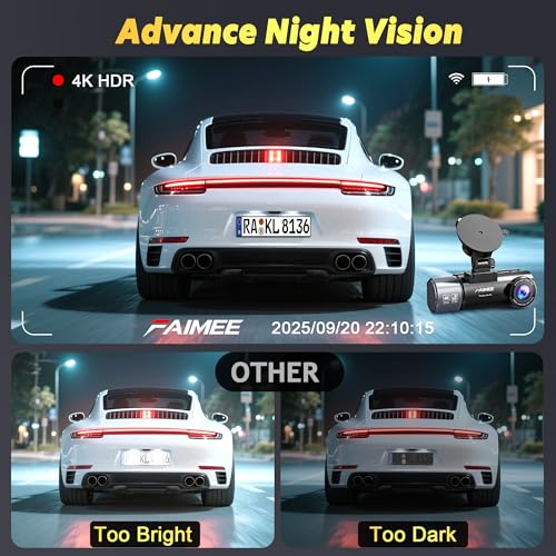 Brand 4K Dash Cam Front Rear GPS WiFi Night Vision WDR 160°Wide Angle Parking Monitor Emergency Lock 128GB Card - Cars