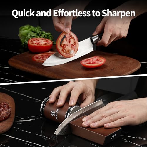 Knife Sharpener Kit: Roller with Diamonds & Ceramic - Kitchen Knife Sharpening Tool, 15° & 20° Magnetic Angle