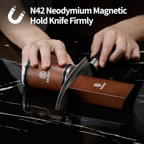 Knife Sharpener Kit: Roller with Diamonds & Ceramic - Kitchen Knife Sharpening Tool, 15° & 20° Magnetic Angle